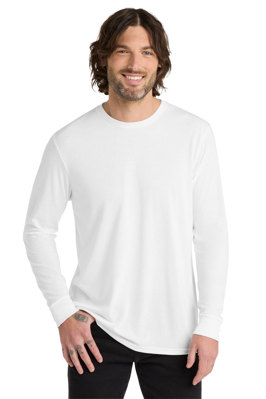 Allmade Unisex Tri-Blend Long Sleeve Tee - Bright White