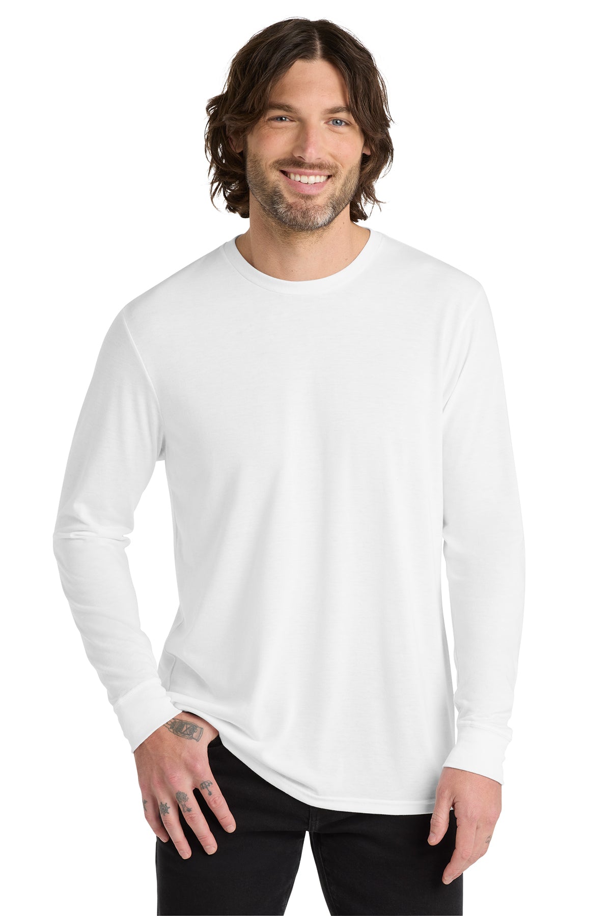 Allmade Unisex Tri-Blend Long Sleeve Tee - Bright White