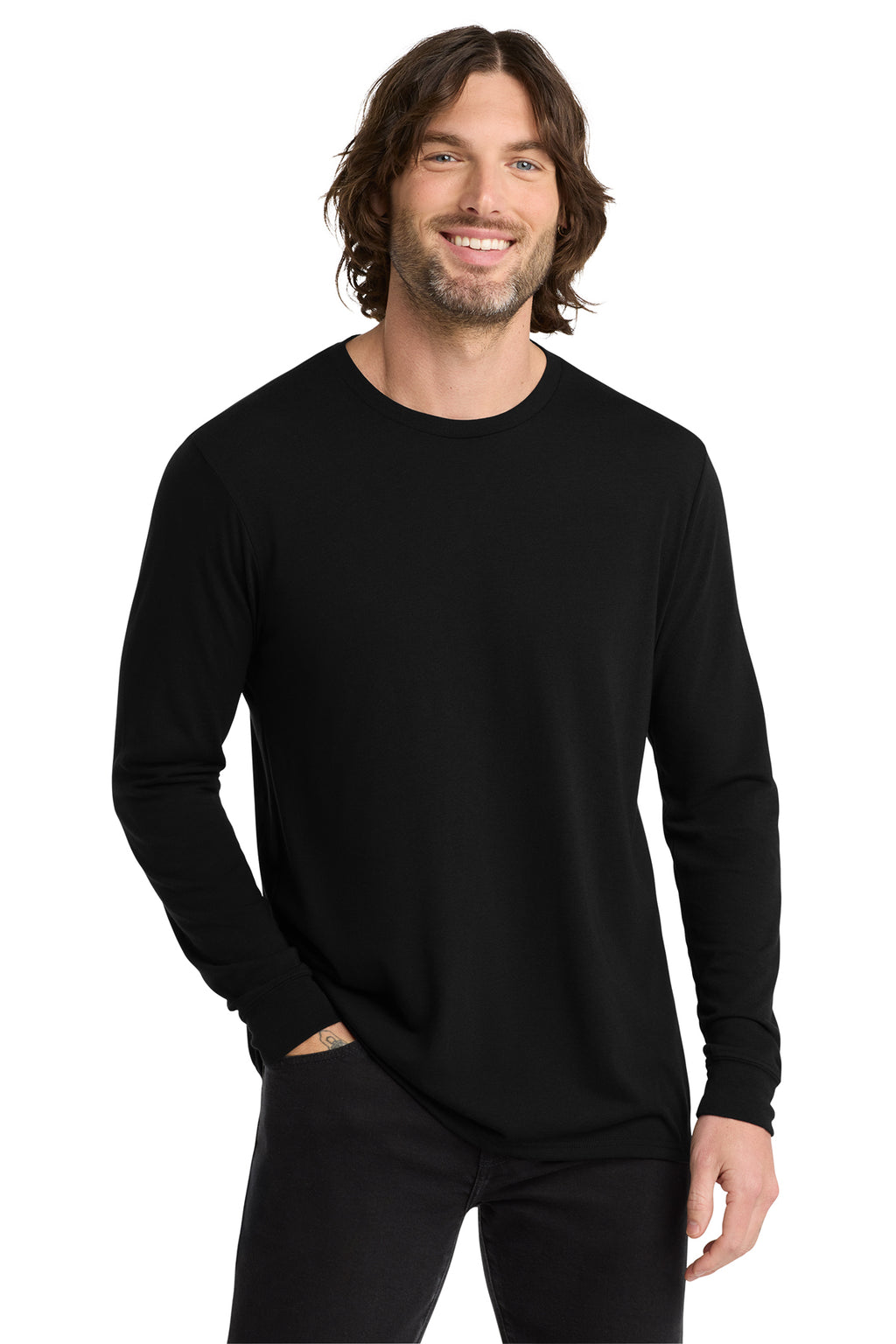 Allmade Unisex Tri-Blend Long Sleeve Tee - Deep Black