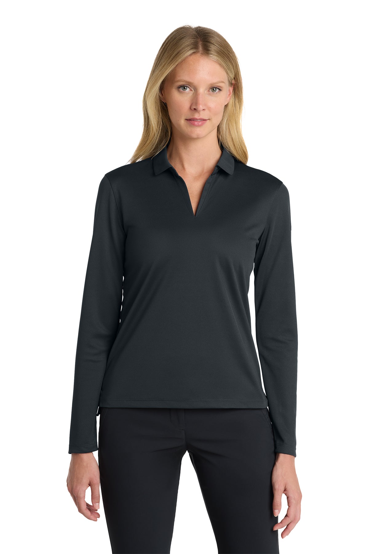 Nike Women's Dri-FIT Micro Pique 2.0 Long Sleeve Polo - Anthracite