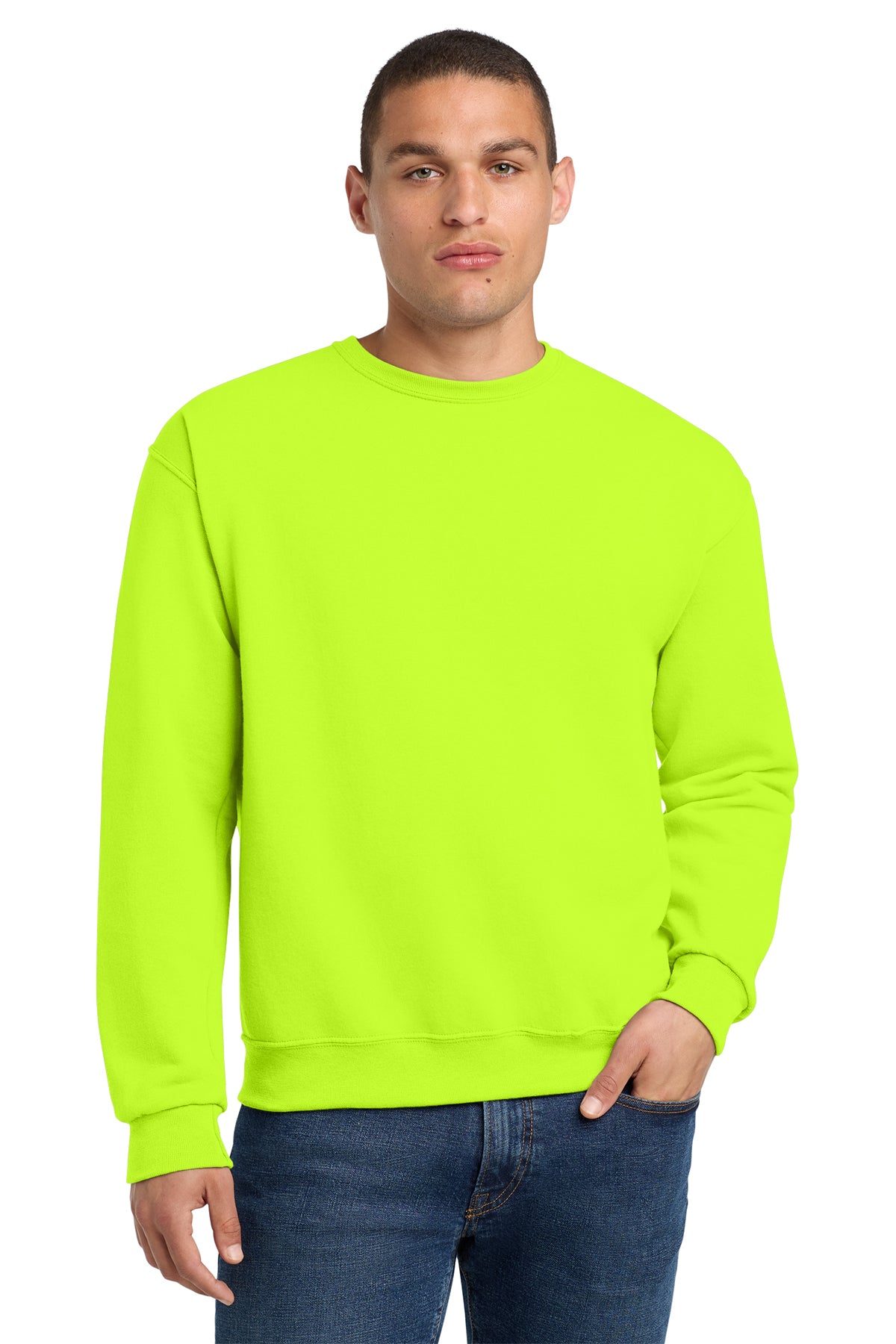 Jerzees 562M NuBlend Crewneck Sweatshirt - Safety Green
