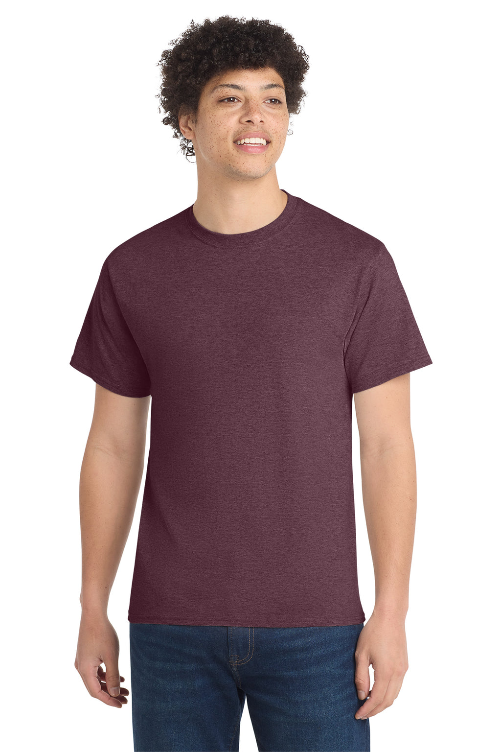 Port & Co Core Cotton Tee - Heather Athletic Maroon