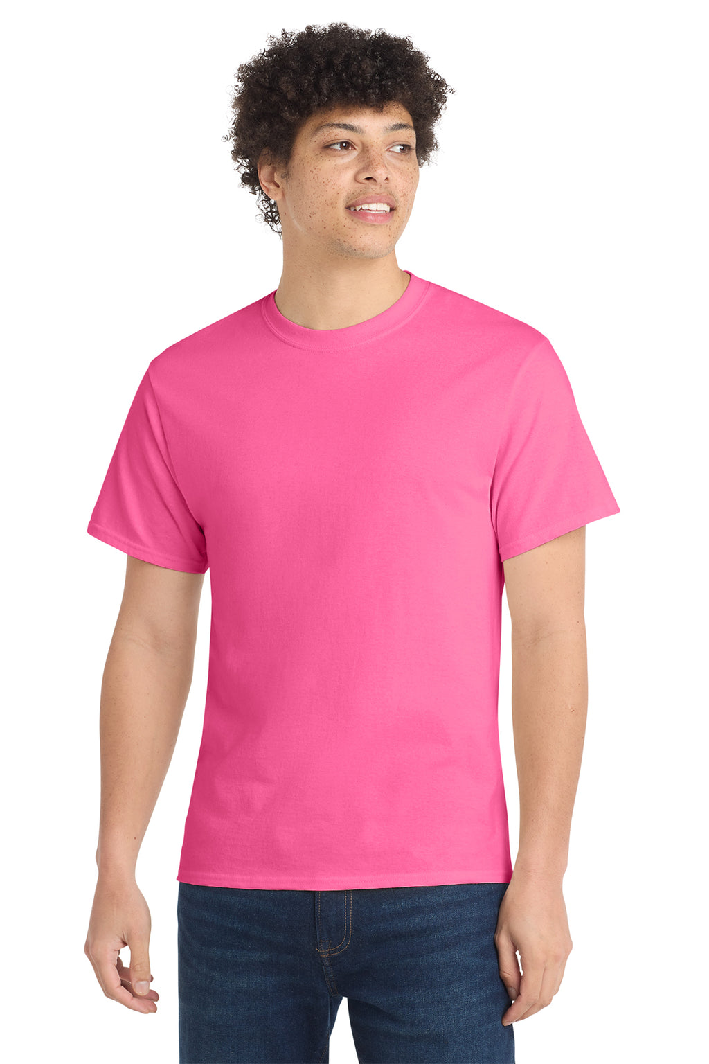 Port & Co Core Cotton Tee - Neon Pink