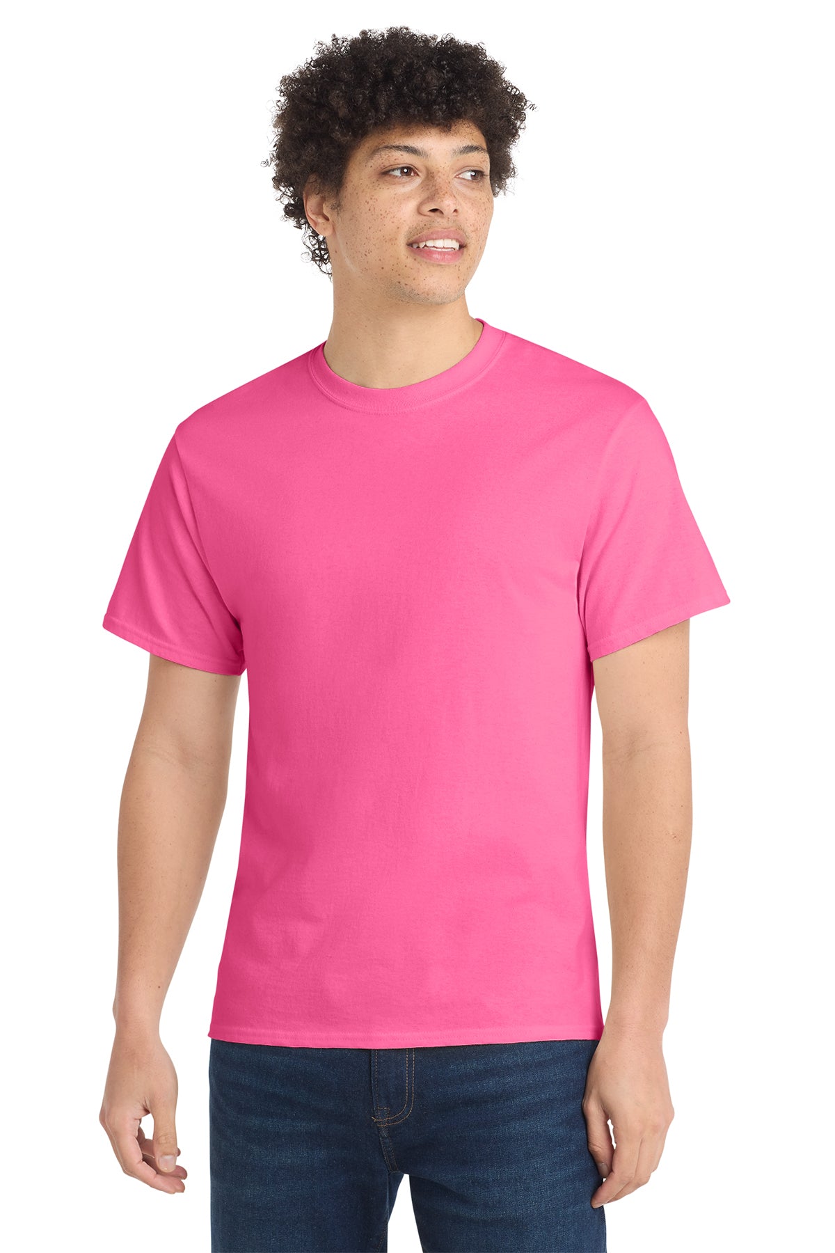 Port & Co Core Cotton Tee - Neon Pink