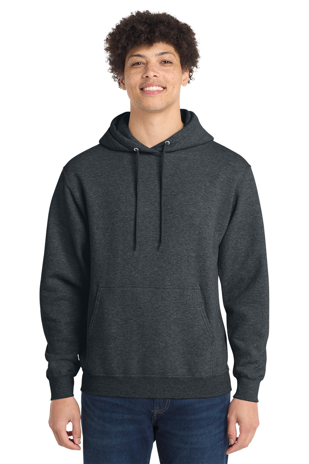 Port & Co Core Fleece Pull Over Hooded Sweatshirt - Dark Heather Grey