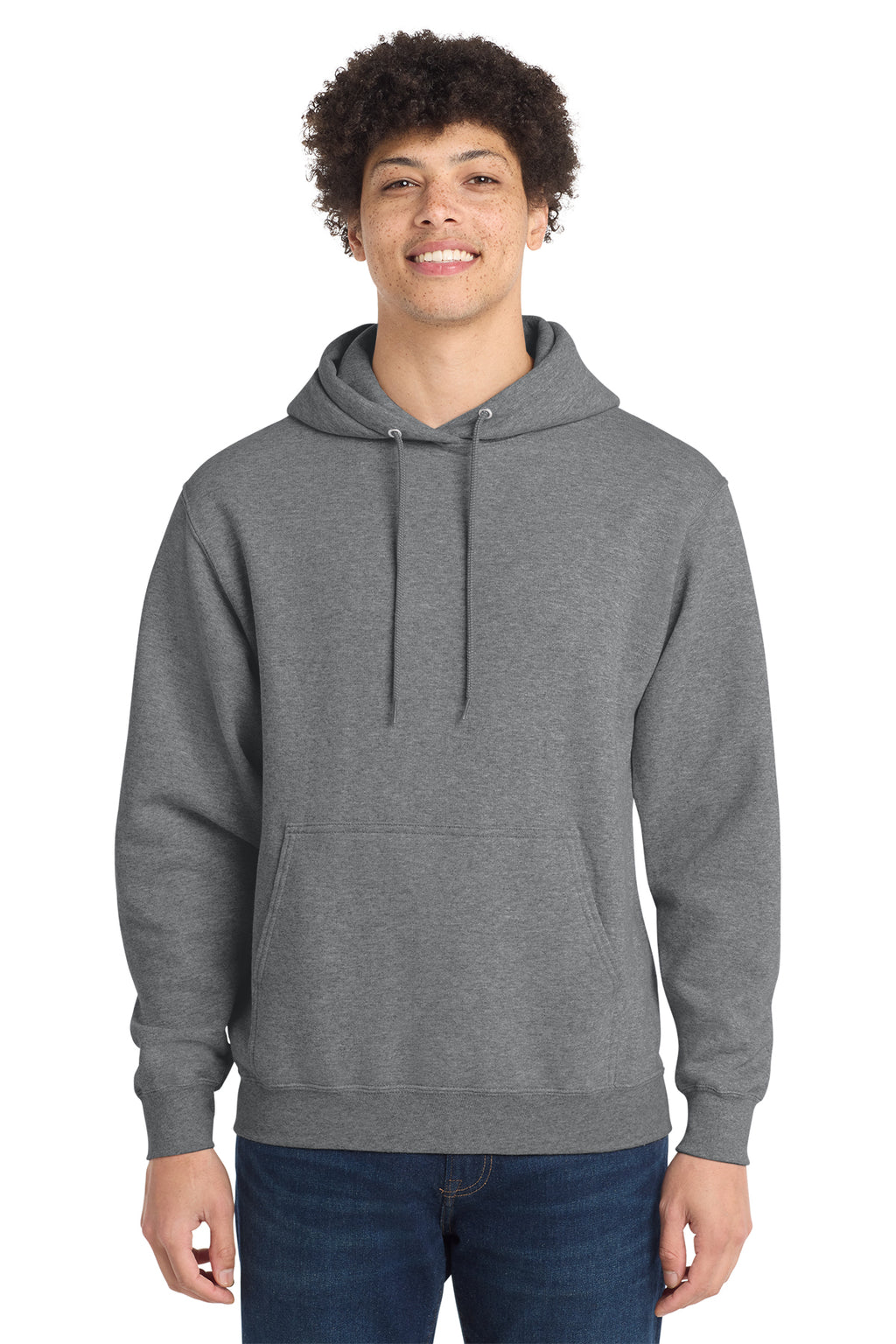 Port & Co Core Fleece Pull Over Hooded Sweatshirt - Graphite Heather