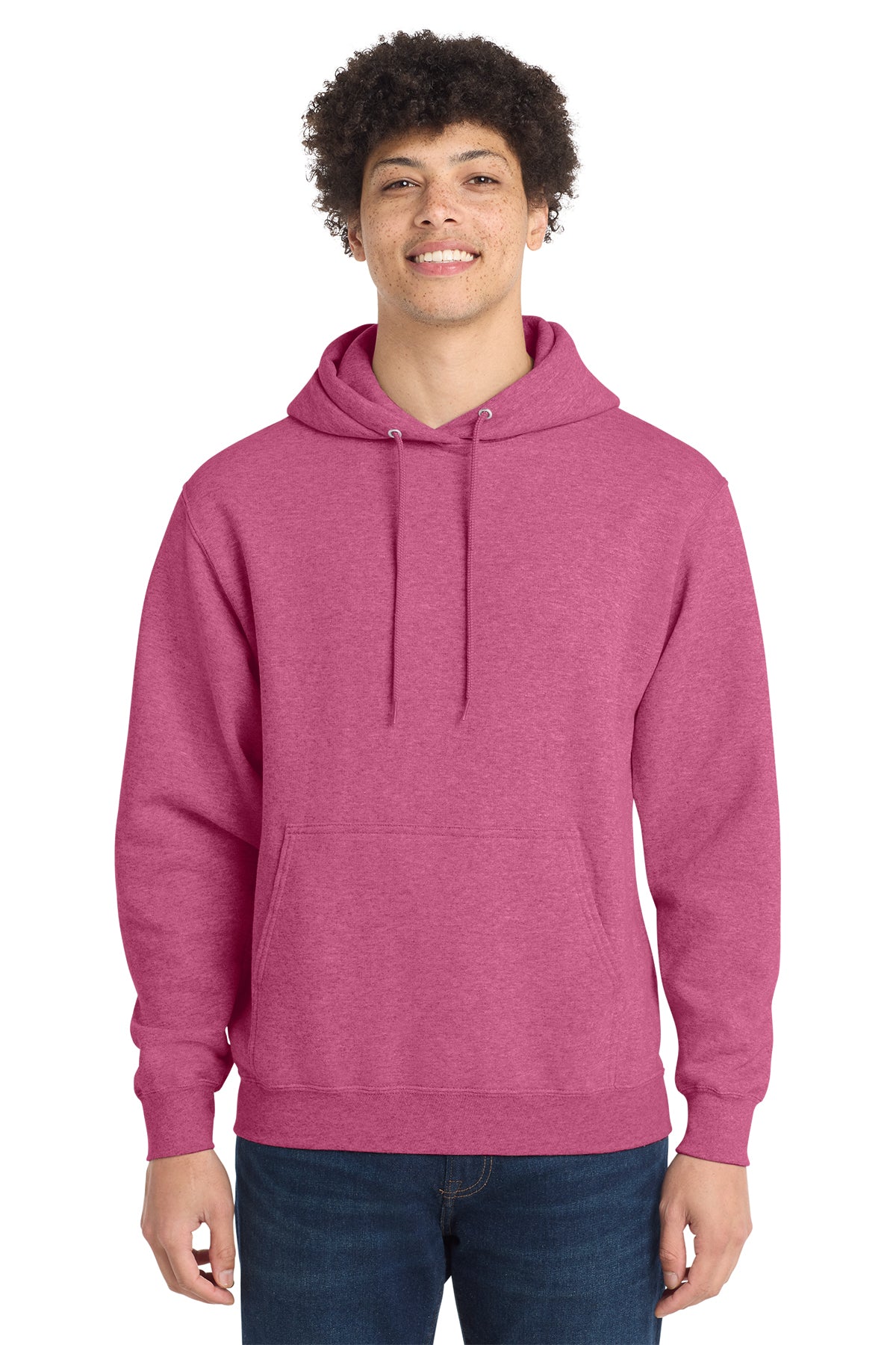 Port & Co Core Fleece Pull Over Hooded Sweatshirt - Heather Sangria