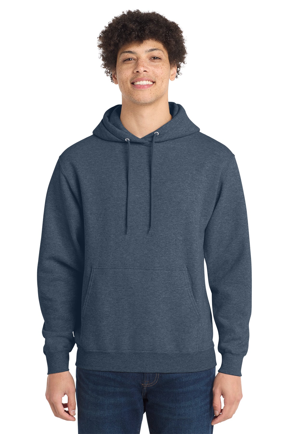 Port & Co Core Fleece Pull Over Hooded Sweatshirt - Heather Navy