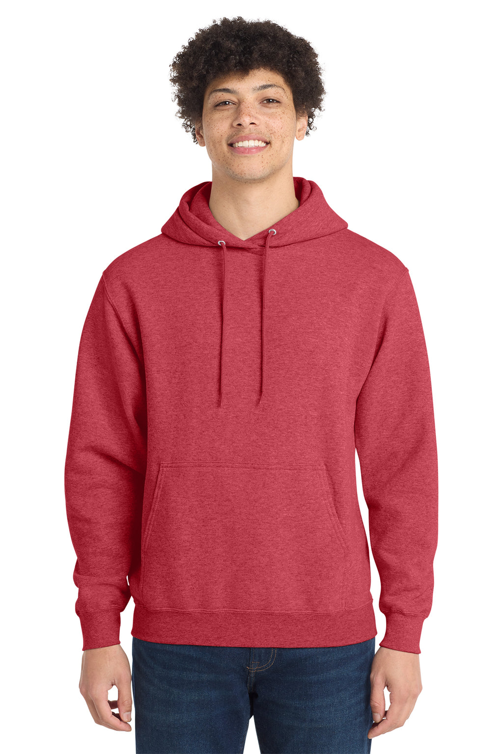 Port & Co Core Fleece Pull Over Hooded Sweatshirt - Heather Red