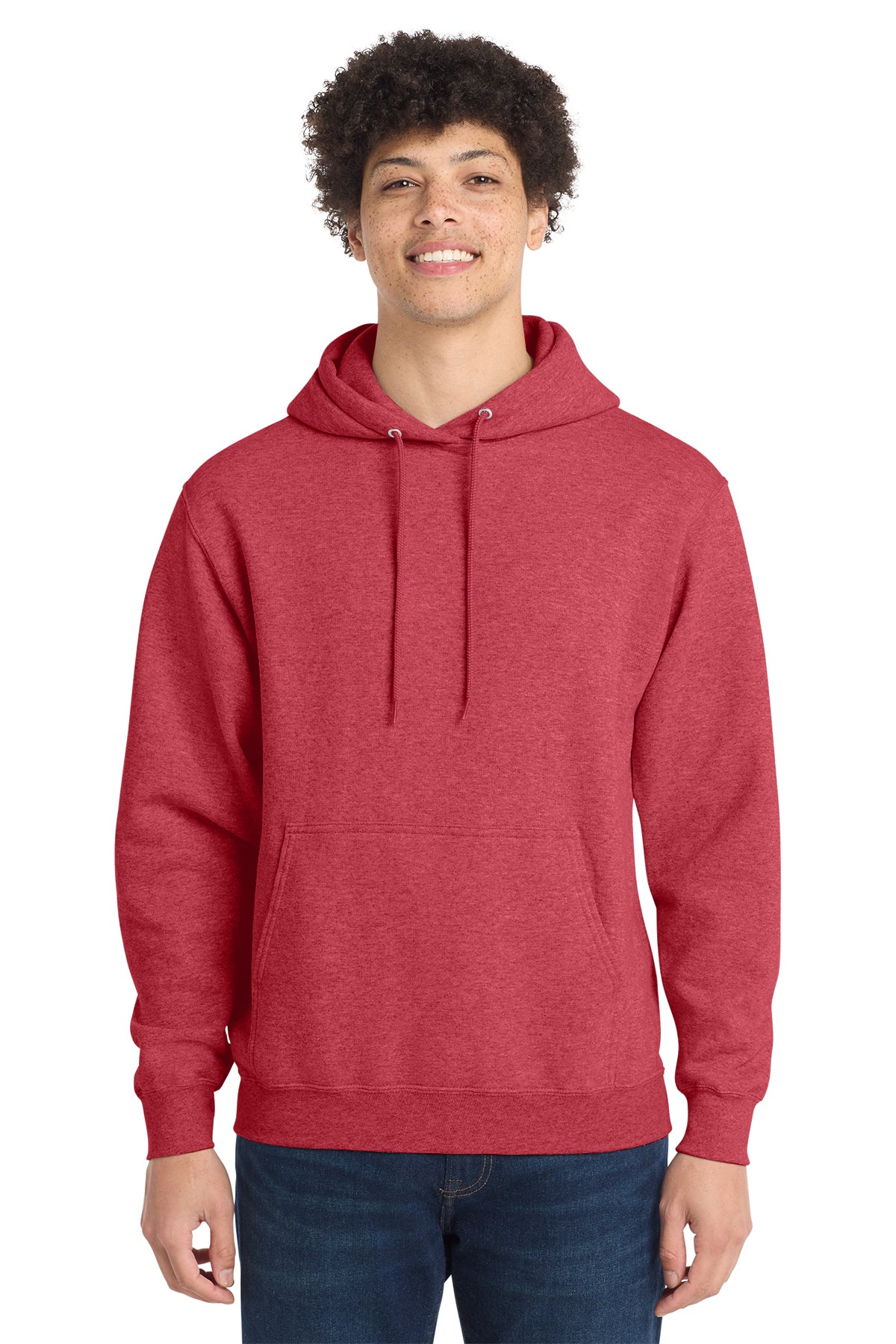 Port & Co Core Fleece Pull Over Hooded Sweatshirt - Heather Red