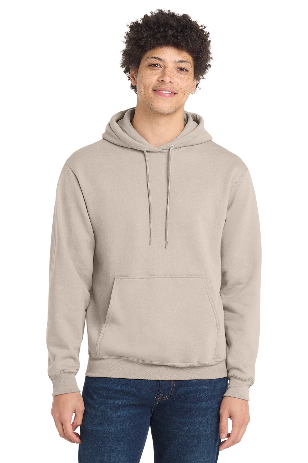 Port & Co Core Fleece Pull Over Hooded Sweatshirt - Light Sand