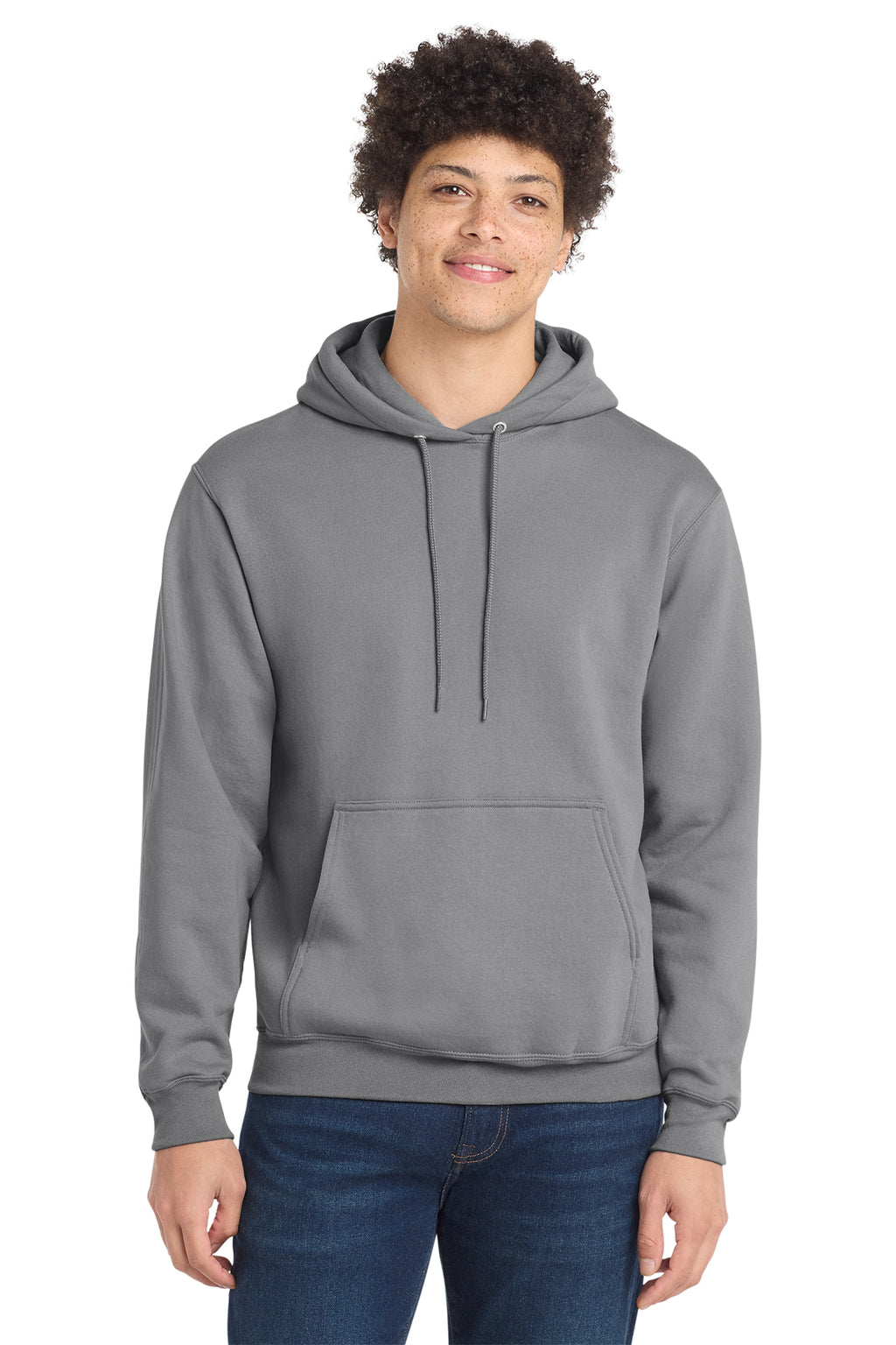 Port & Co Core Fleece Pull Over Hooded Sweatshirt - Medium Grey