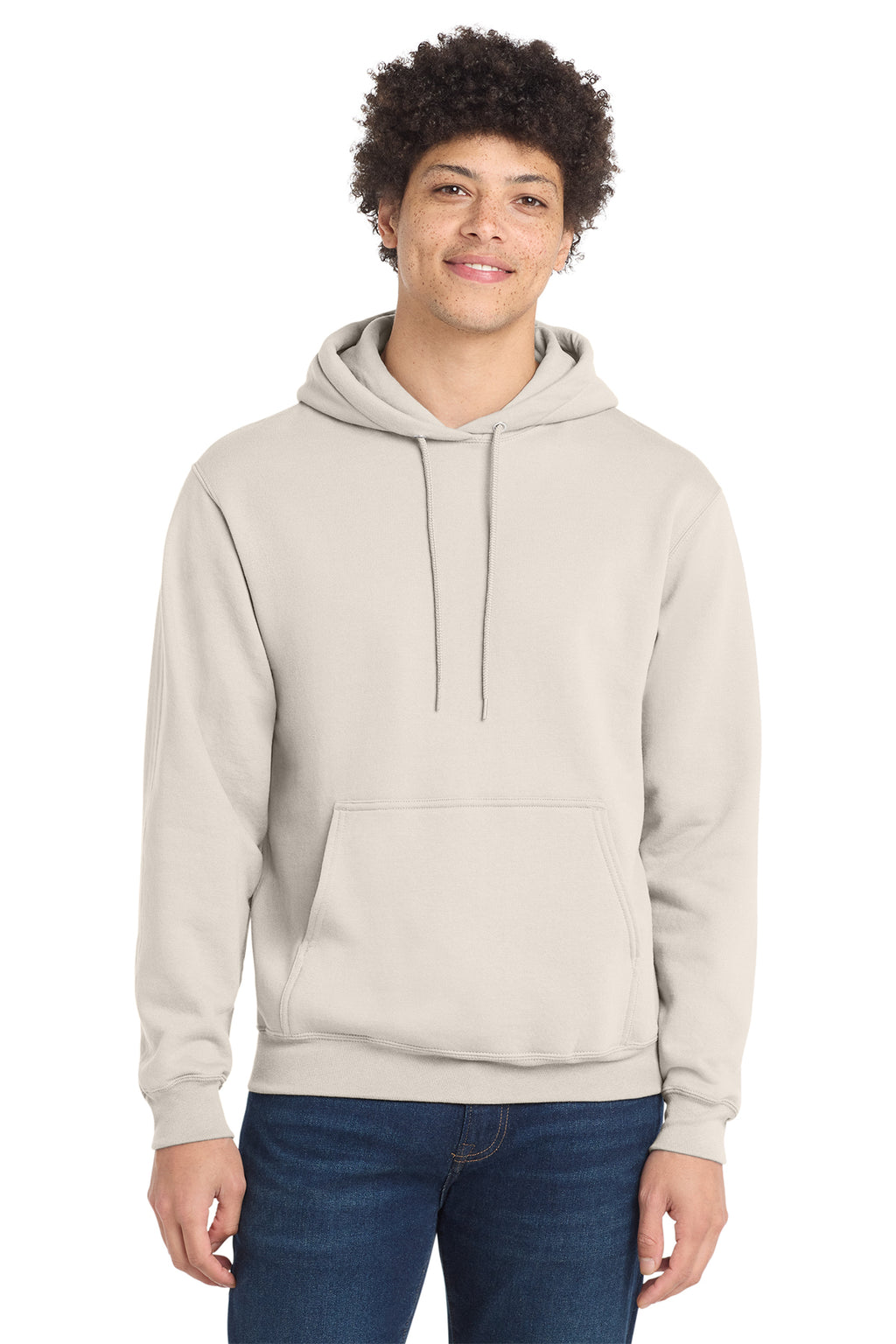 Port & Co Core Fleece Pull Over Hooded Sweatshirt - Natural
