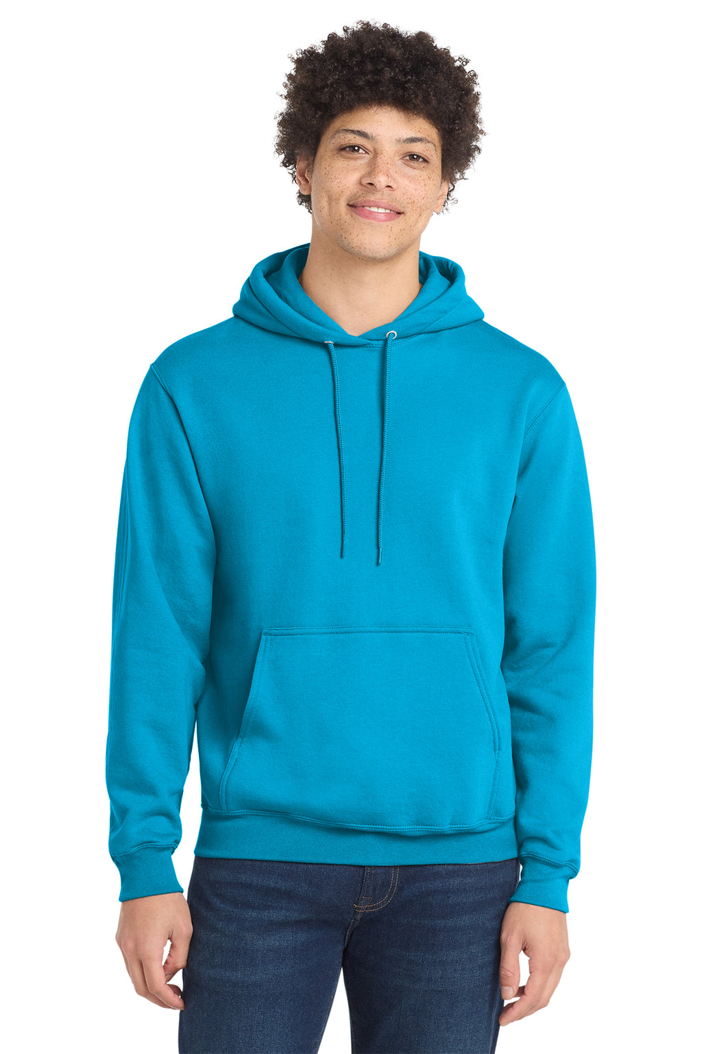 Port & Co Core Fleece Pull Over Hooded Sweatshirt - Neon Blue