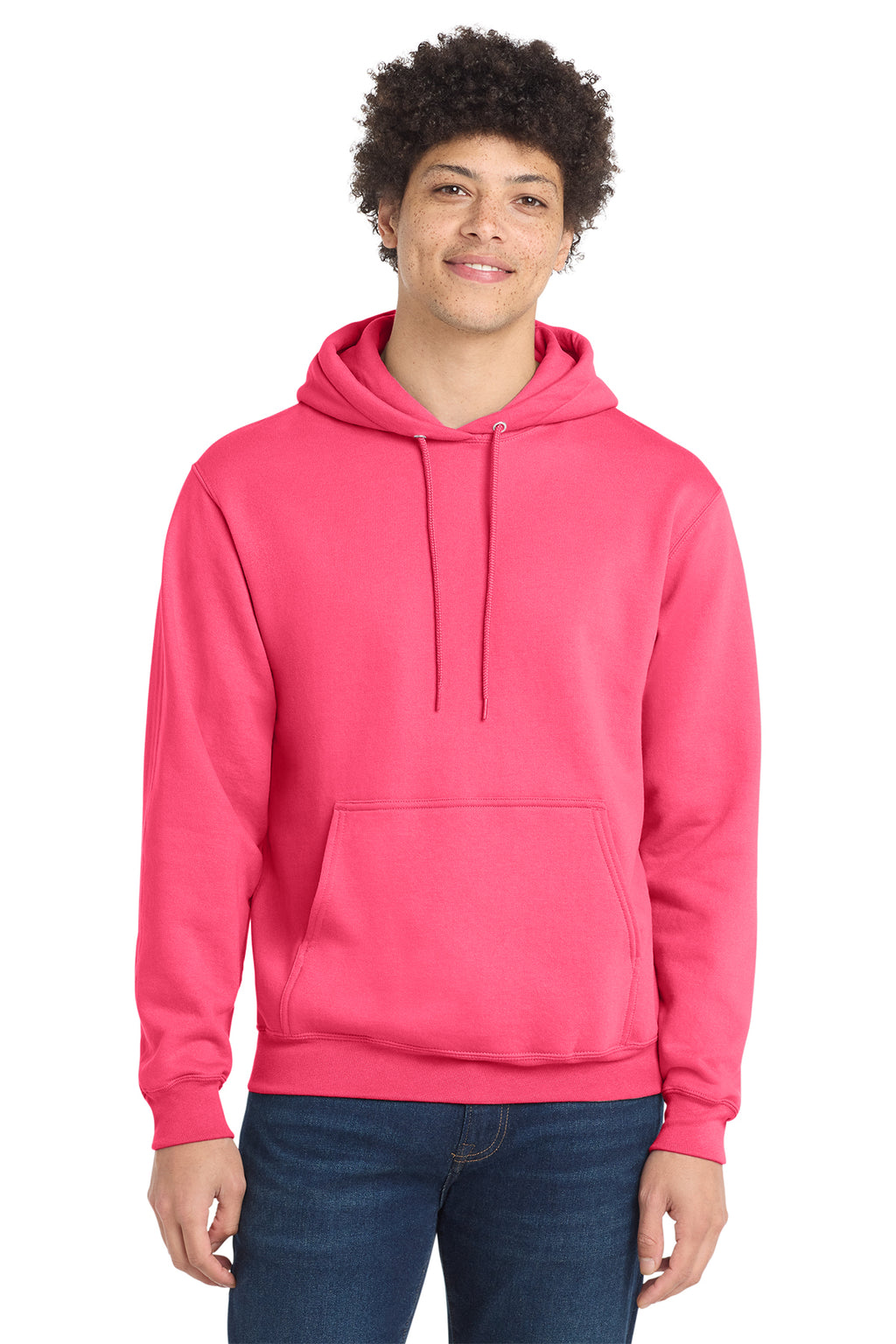 Port & Co Core Fleece Pull Over Hooded Sweatshirt - Neon Pink