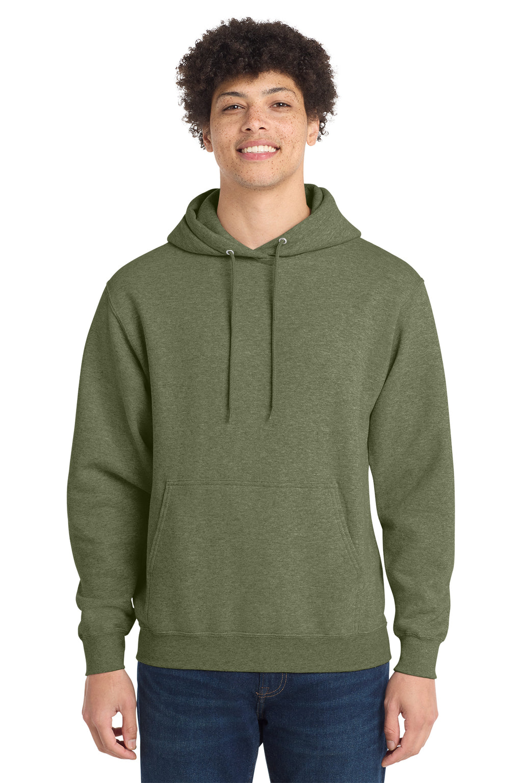 Port & Co Core Fleece Pull Over Hooded Sweatshirt - Olive Drab Green Heather