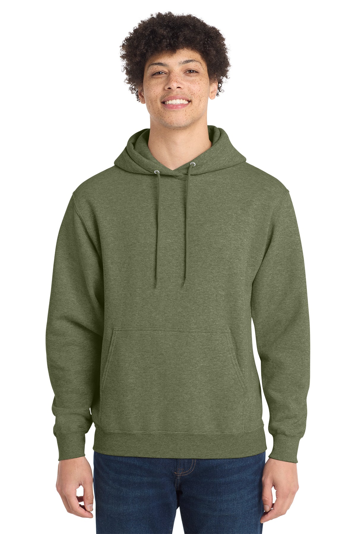 Port & Co Core Fleece Pull Over Hooded Sweatshirt - Olive Drab Green Heather