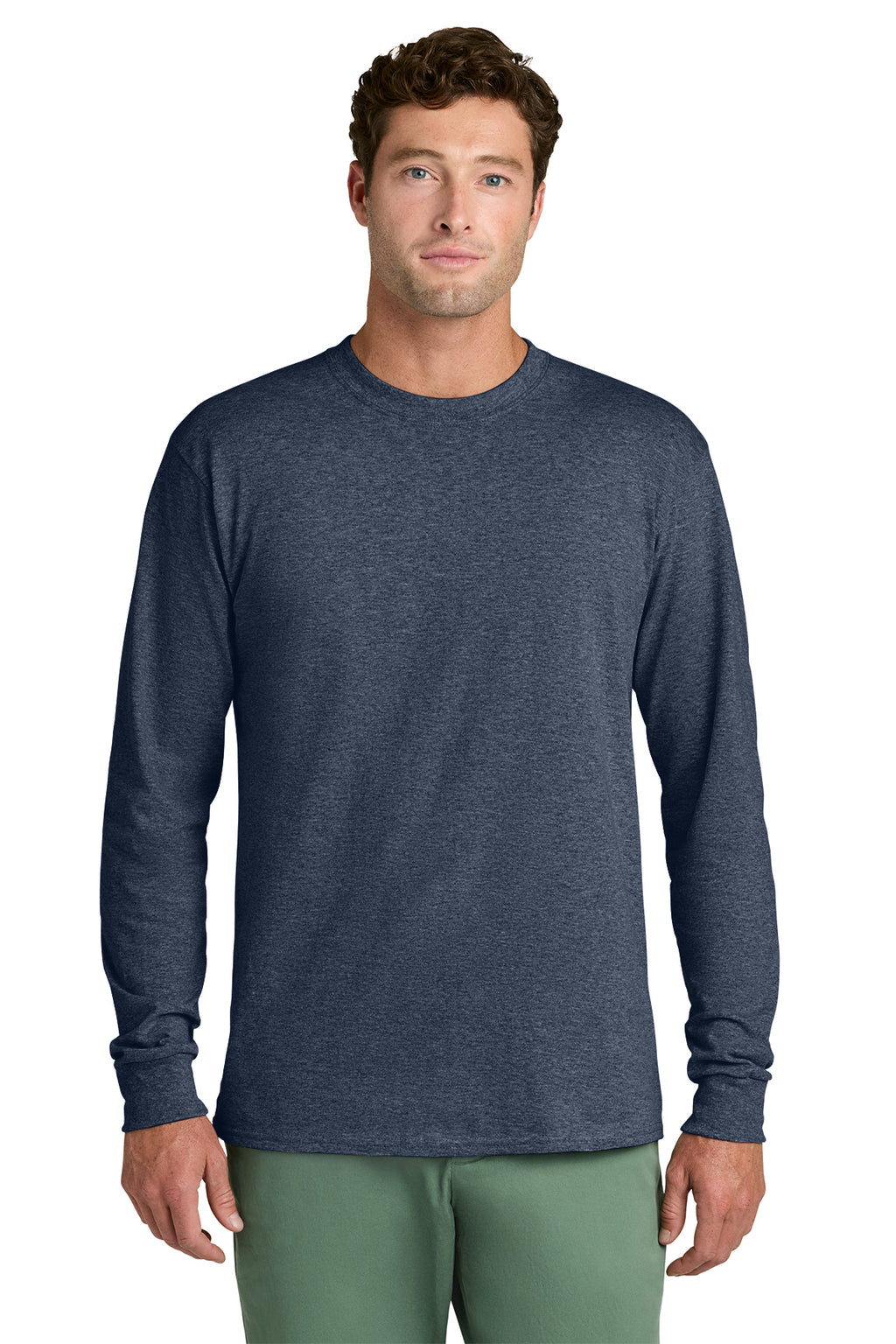 Port & Co Core Long Sleeve Tee - Heather Navy