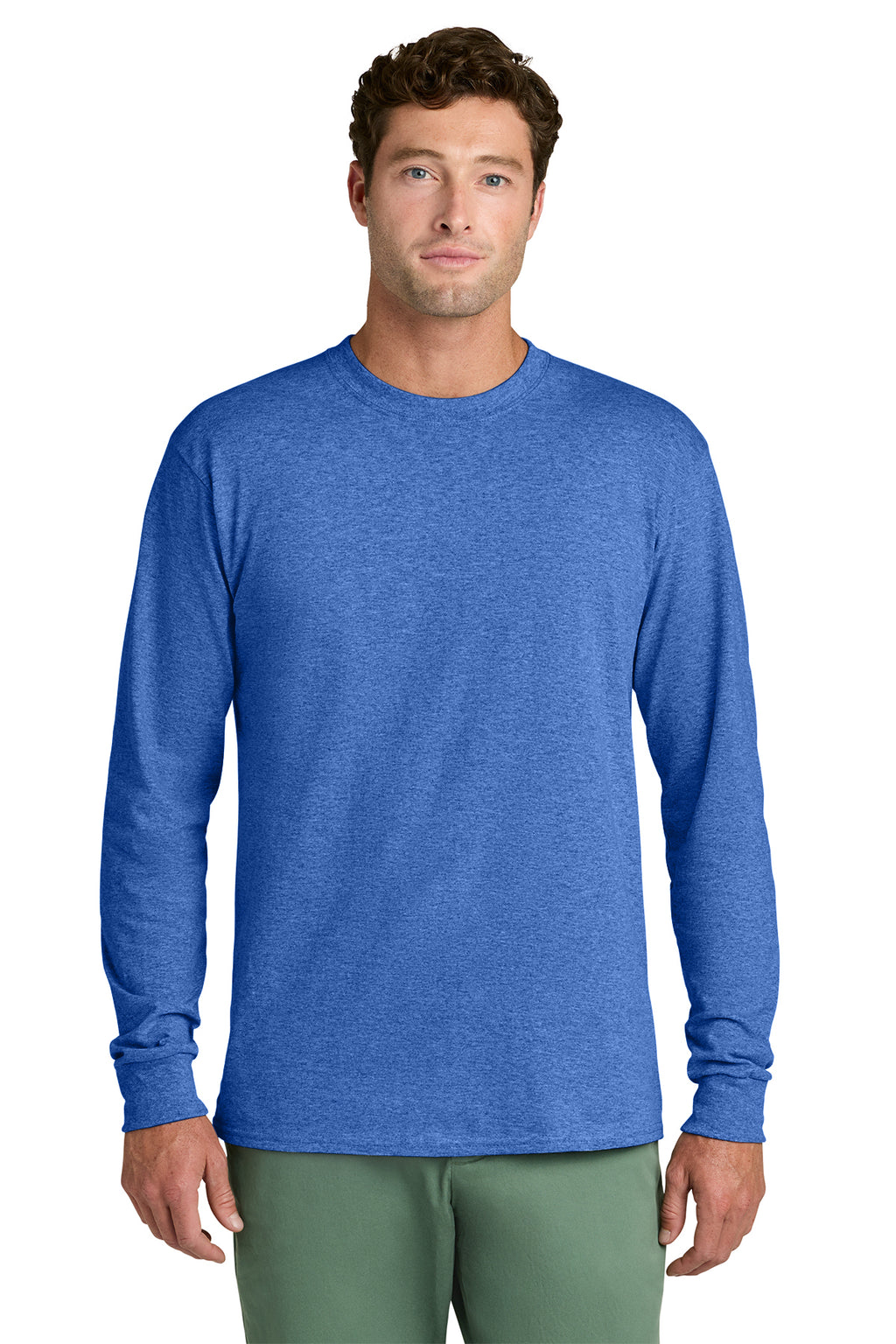 Port & Co Core Long Sleeve Tee - Heather Royal