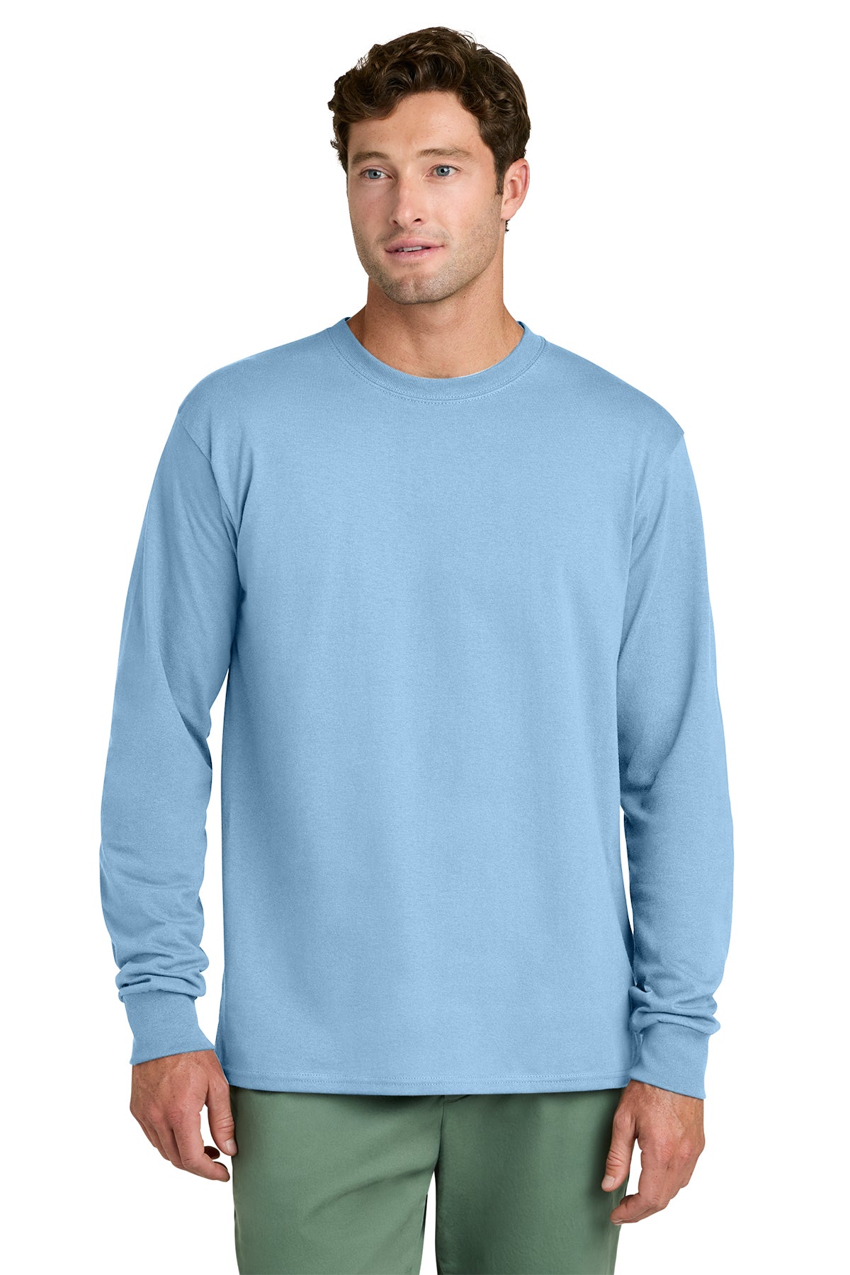 Port & Co Core Long Sleeve Tee - Light Blue