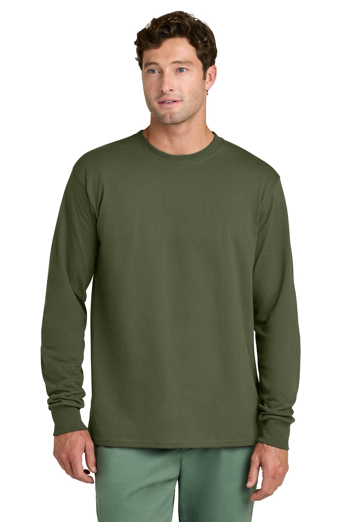 Port & Co Core Long Sleeve Tee - Olive Drab Green