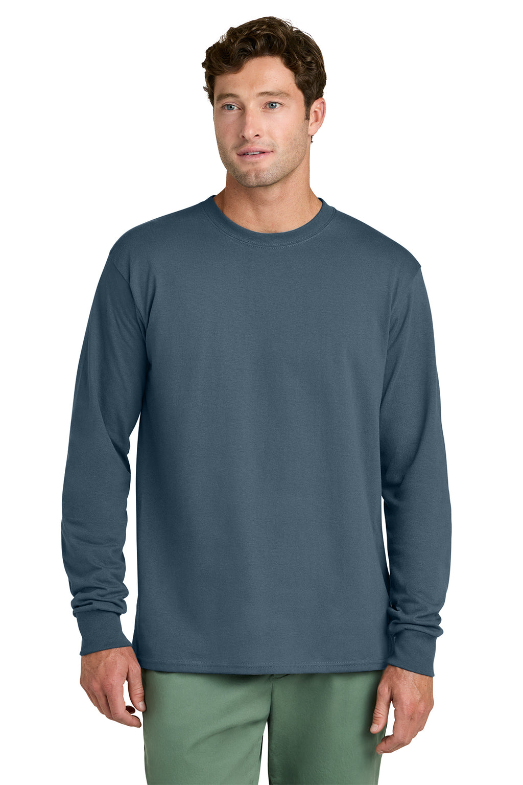 Port & Co Core Long Sleeve Tee - Steel Blue