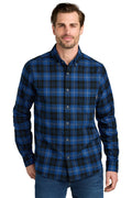 Eddie Bauer® Long Sleeve Favorite Flannel Plaid Shirt - Cobalt Tartan