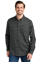 Eddie Bauer® Long Sleeve Favorite Flannel Plaid Shirt - Deep Black Mini Buffalo