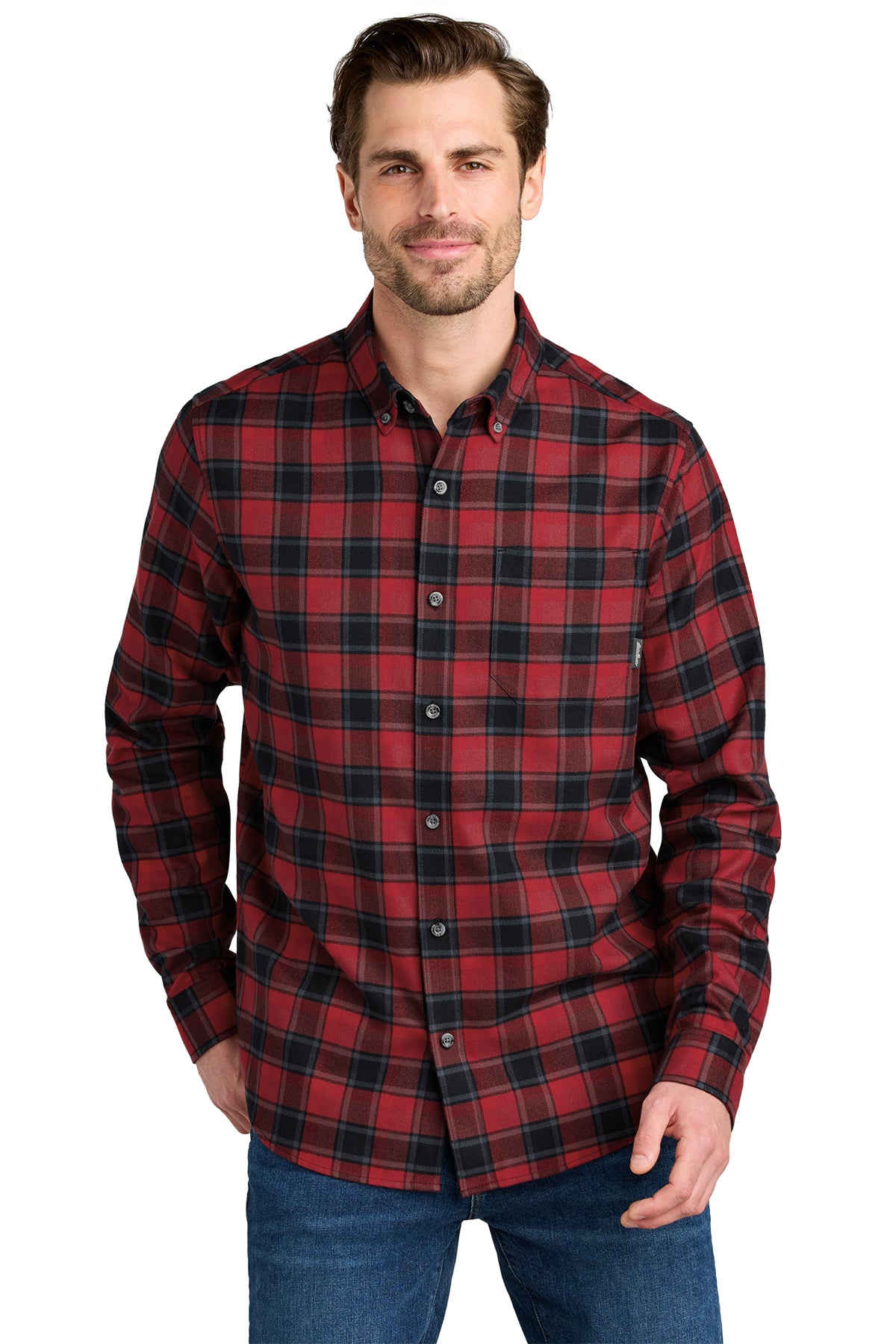 Eddie Bauer® Long Sleeve Favorite Flannel Plaid Shirt - Red Highland Plaid