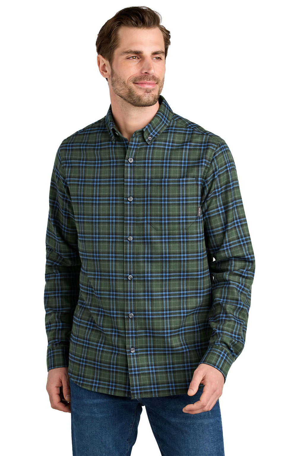 Eddie Bauer® Long Sleeve Favorite Flannel Plaid Shirt - Soft Olive Plaid