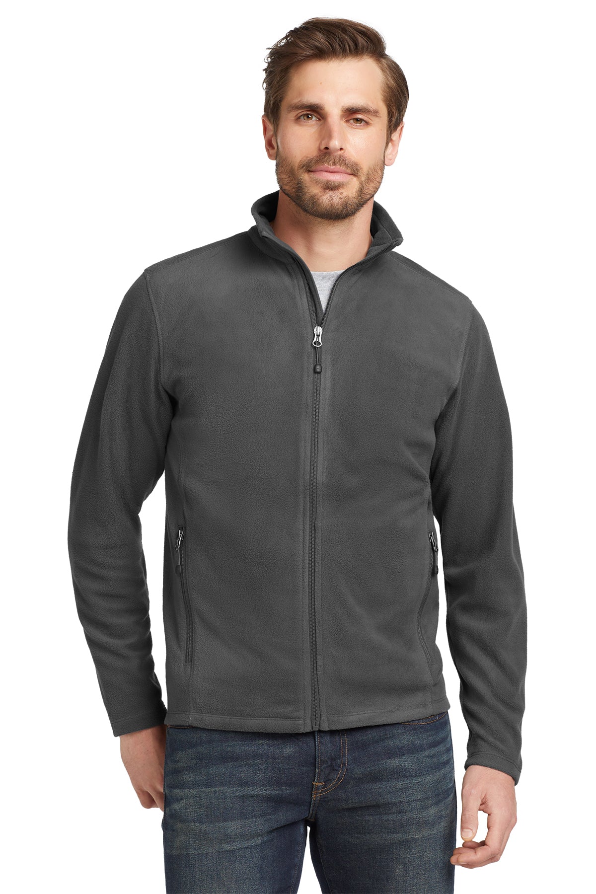 Eddie Bauer® Full-Zip Microfleece Jacket - Grey Steel