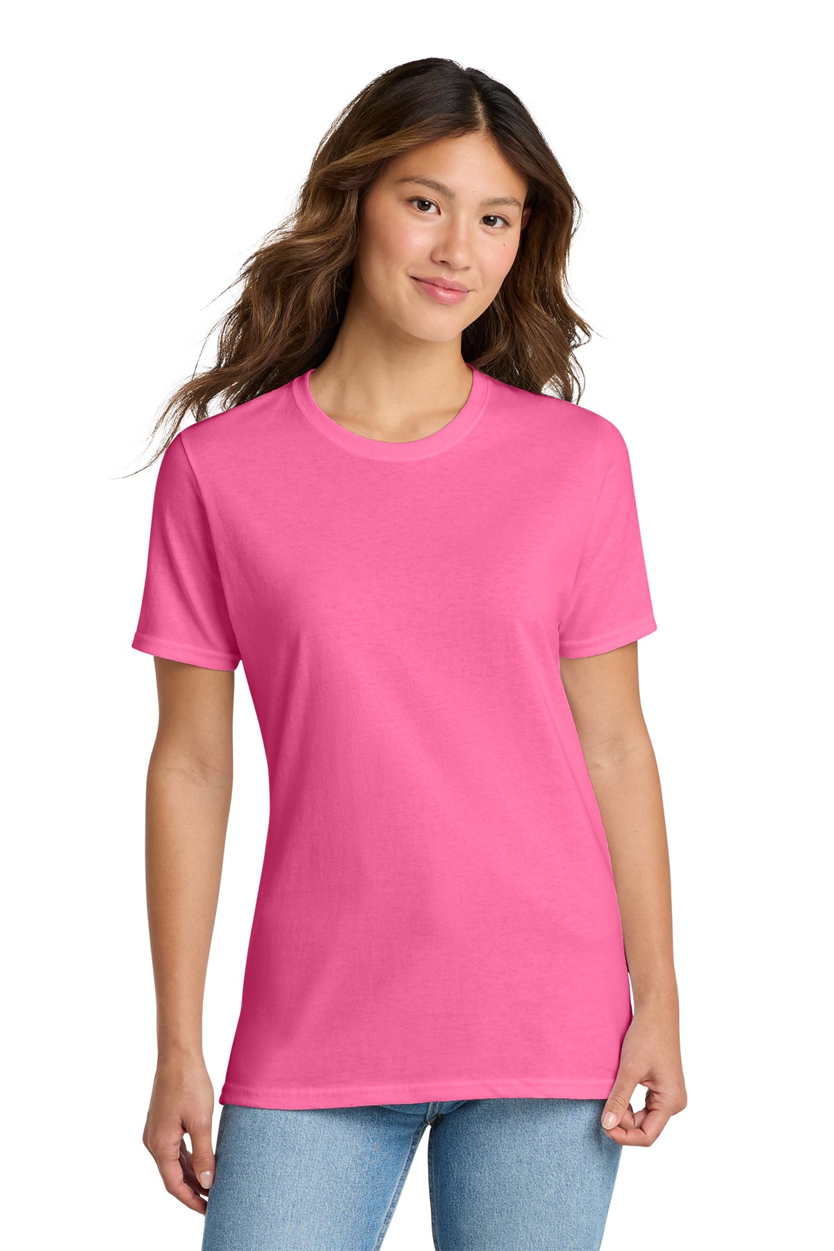 Port & Co Long Tee - Neon Pink