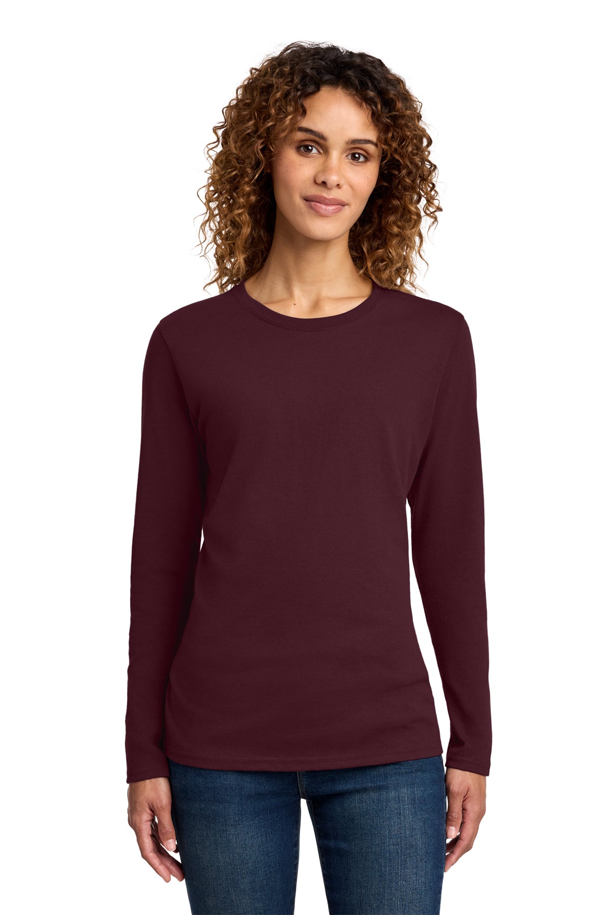 Port & Co Long Sleeve Long Tee - Athletic Maroon