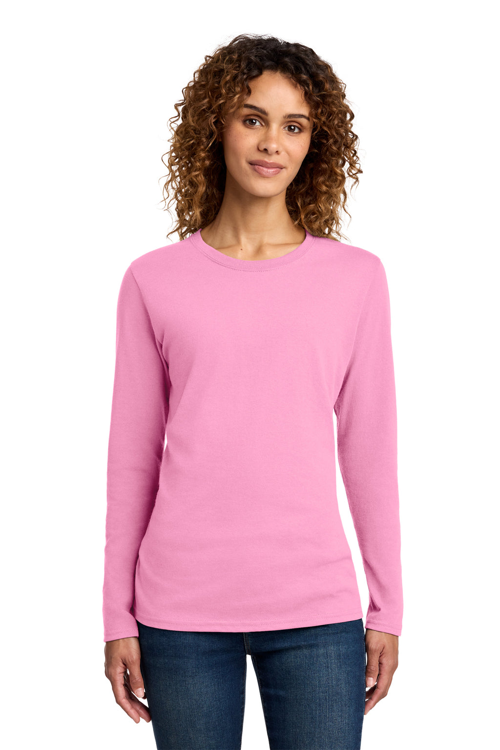 Port & Co Long Sleeve Long Tee - Candy Pink