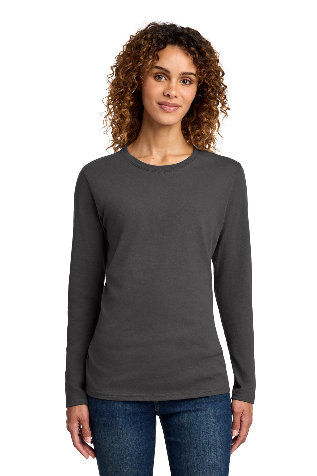Port & Co Long Sleeve Long Tee - Charcoal