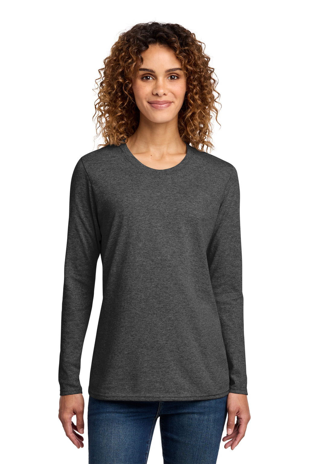 Port & Co Long Sleeve Long Tee - Dark Heather Grey