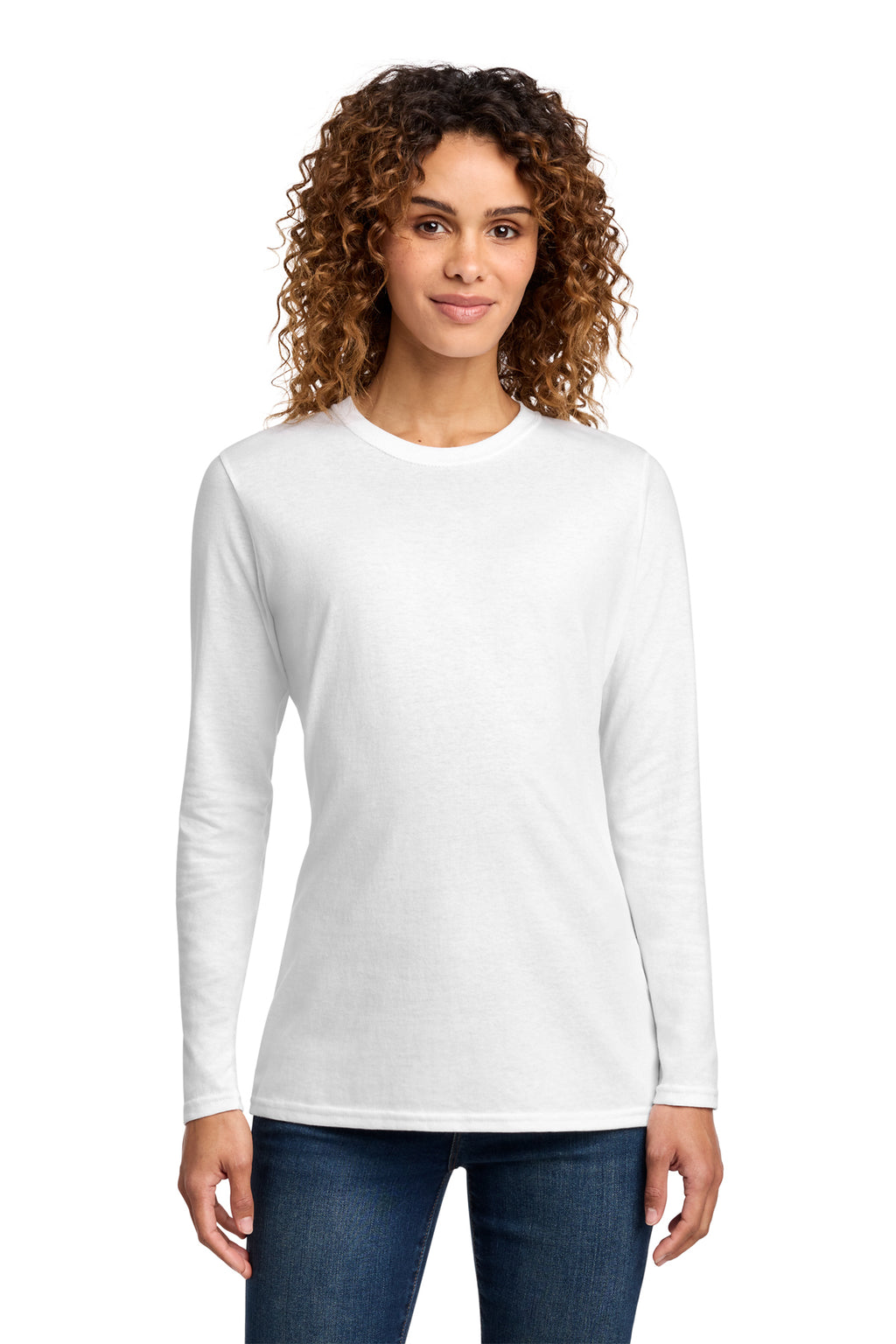 Port & Co Long Sleeve Long Tee - White