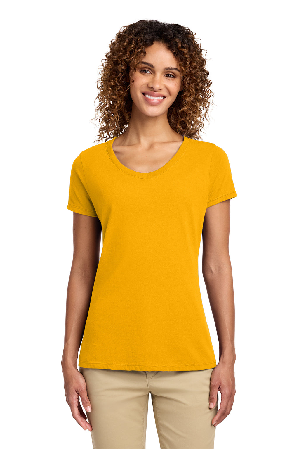 Port & Co Women's Fan Favorite V-Neck Tee - Bright Gold