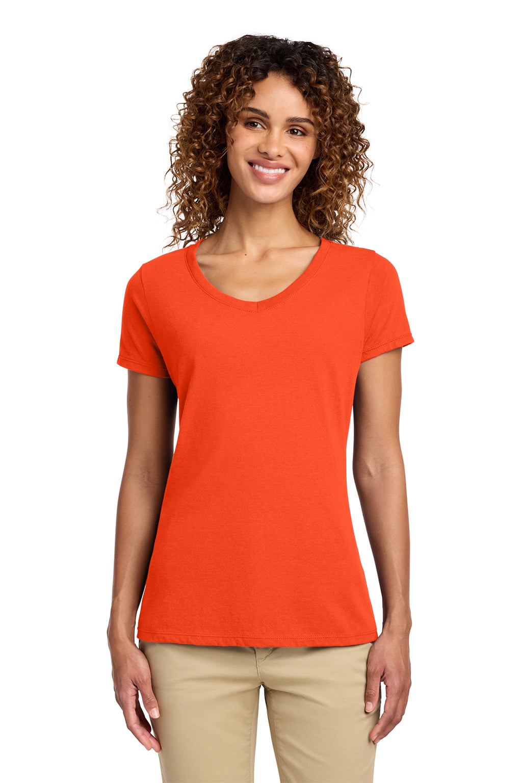 Port & Co Women's Fan Favorite V-Neck Tee - Orange