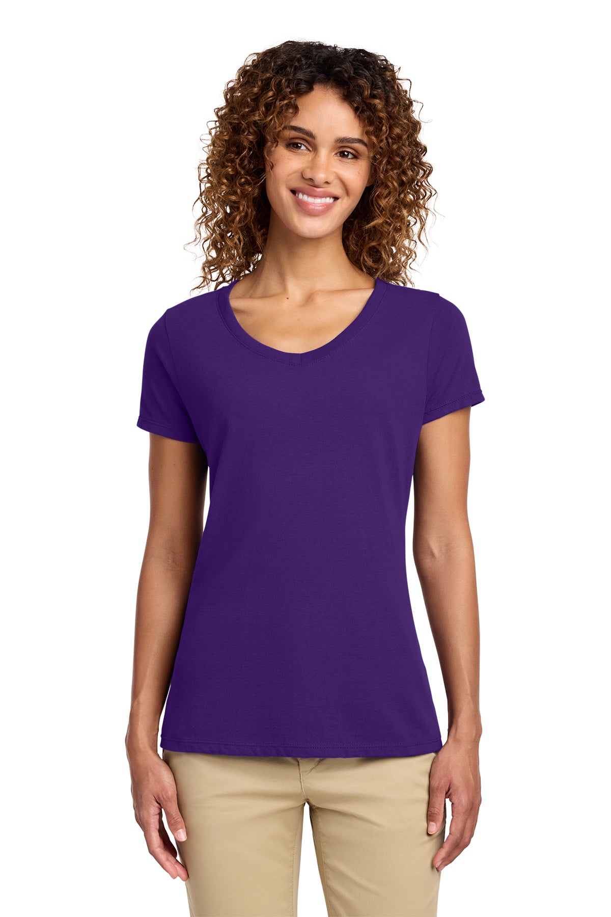 Port & Co Women's Fan Favorite V-Neck Tee - Team Purple