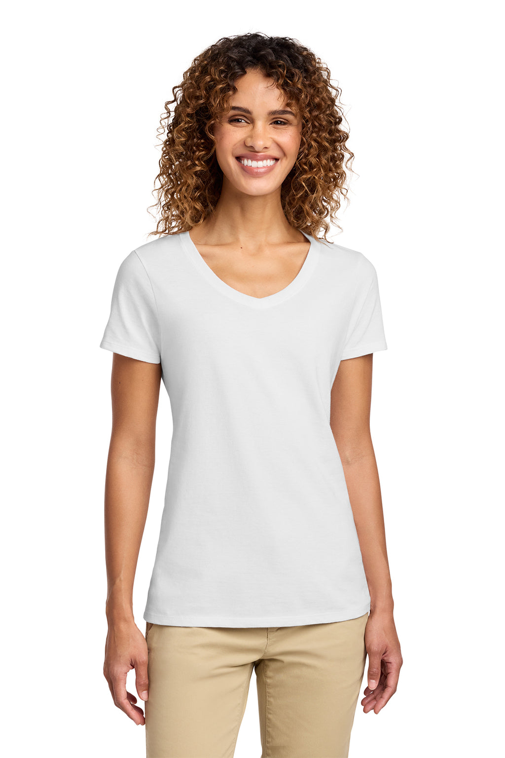 Port & Co Women's Fan Favorite V-Neck Tee - White