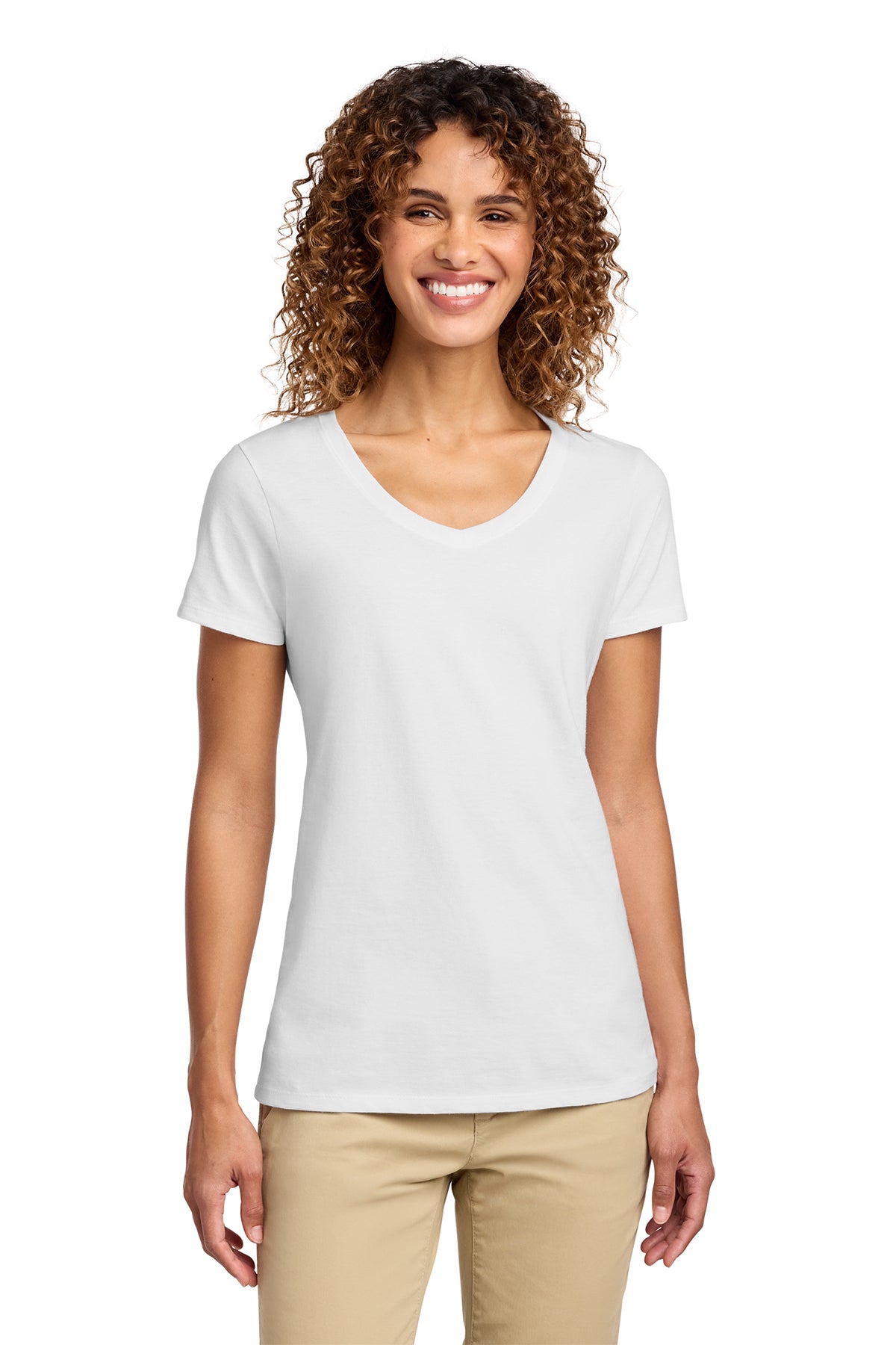 Port & Co Women's Fan Favorite V-Neck Tee - White