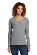 Port & Co Women's Long Sleeve Fan Favorite V-Neck Tee - Athletic Heather