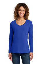 Port & Co Women's Long Sleeve Fan Favorite V-Neck Tee - True Royal