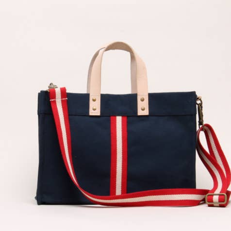 Mini Canvas Striped Box Tote Bag
