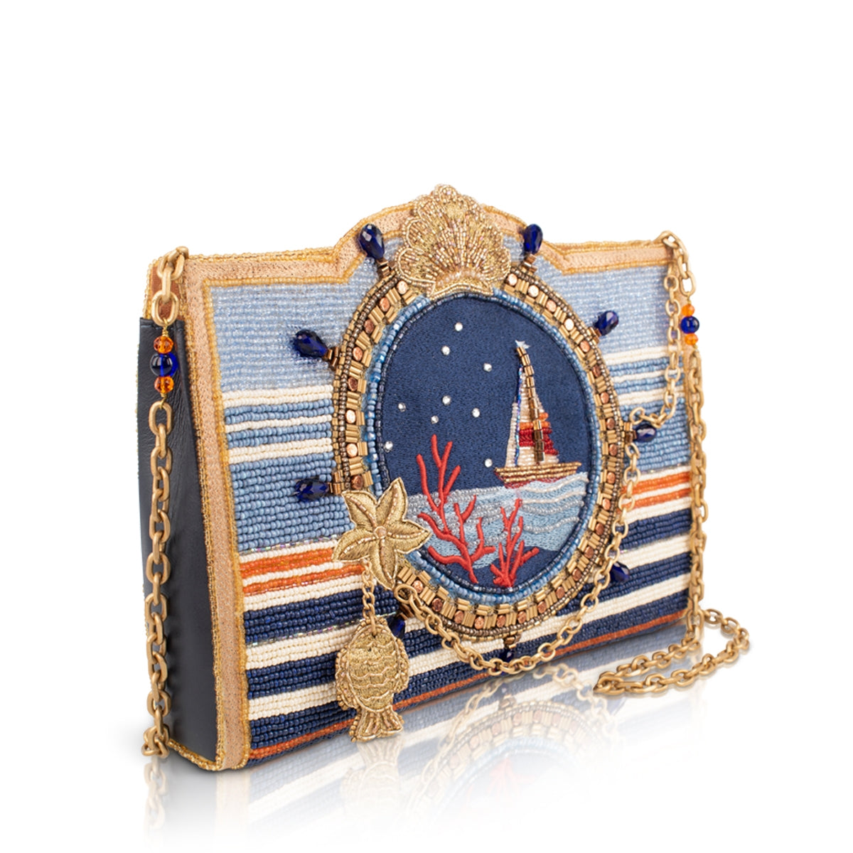 Mary Frances Set Sail Beaded Nautical Crossbody Handbag