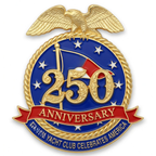 Custom America 250 Anniversary Eagle Lapel Pin with Custom Club Burgee