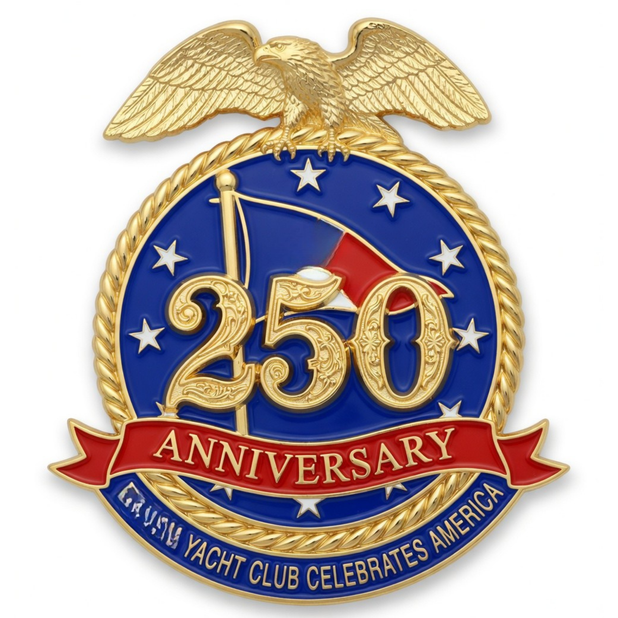 Custom America 250 Anniversary Eagle Lapel Pin with Custom Club Burgee