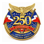 America 250 Commemorative Eagle Lapel Pin with Dual Club Burgees