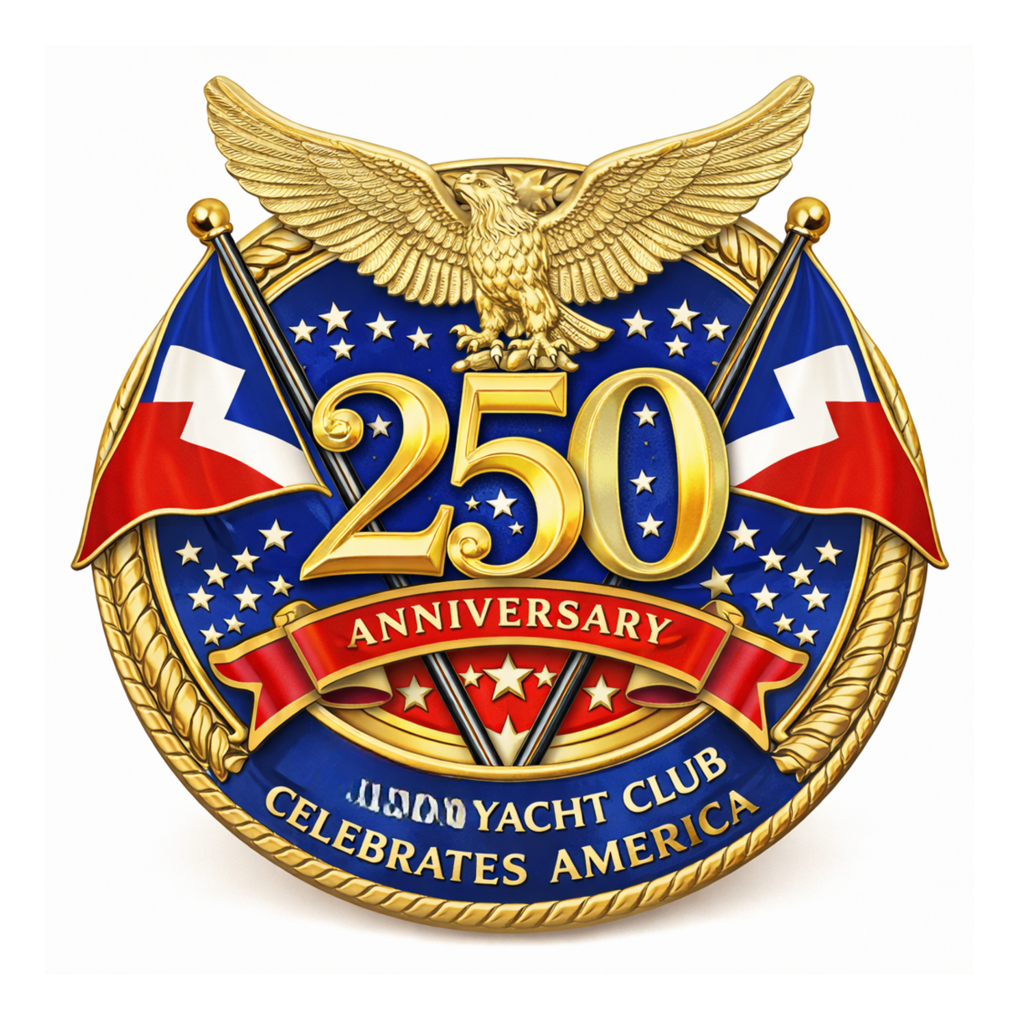 America 250 Commemorative Eagle Lapel Pin with Dual Club Burgees